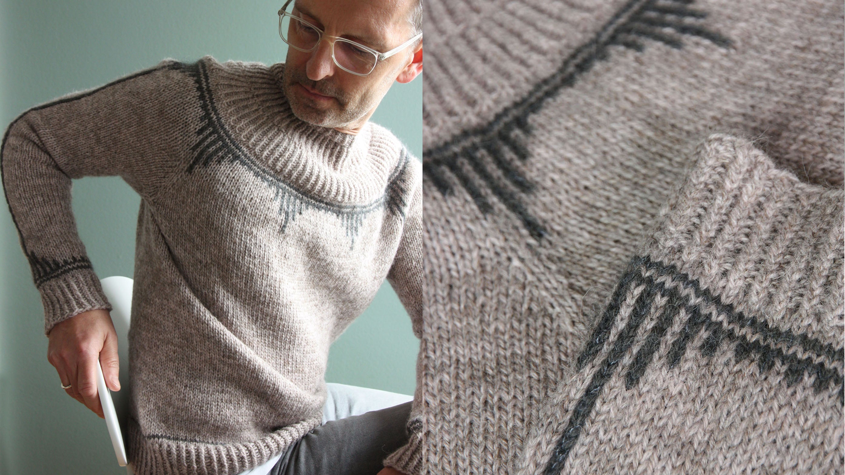 MaarvejSweaterLight wirh colourwork yoke in ladderback technique
